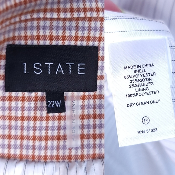 1. State Plaid Blazer Retro Twee Pattern Double Breasted Jacket Orange 22 W - Picture 12 of 13
